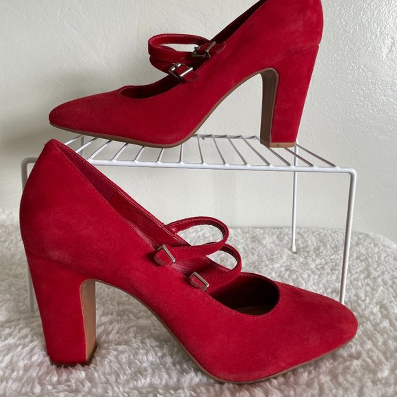 Gianni Bini Shoes Gianni Bini Red Suede Mary Jane Pumps Size 1
